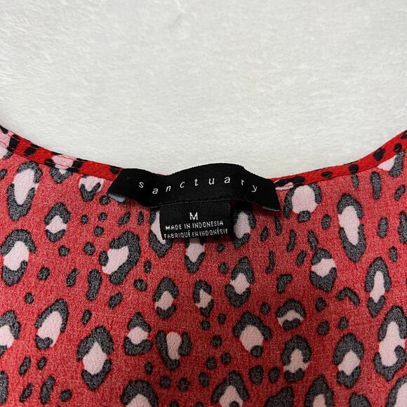 Sanctuary Noelle Leopard Print Smocked Sleeve Button Down Blouse *SMALL FLAW* - Picture 7 of 15